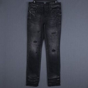 PRPS Le Sabre Jeans Mens 32 (Fits 31x33) Black Slim Tapered Distressed Denim